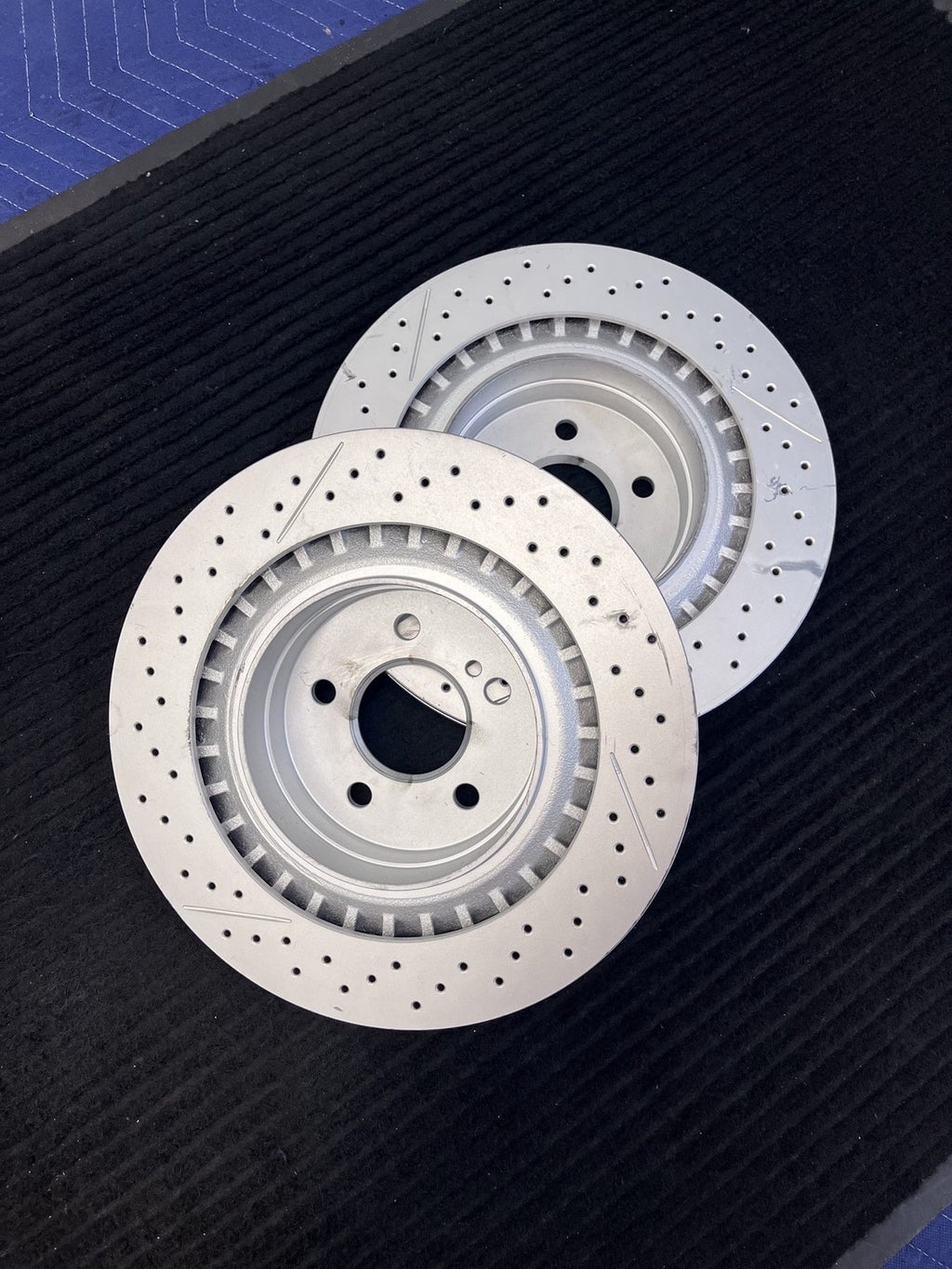 2008-2015 Mercedes-Benz C63 AMG Rear Drilled Slotted Rotors Pair OEM A2044230412 - eBay image 3