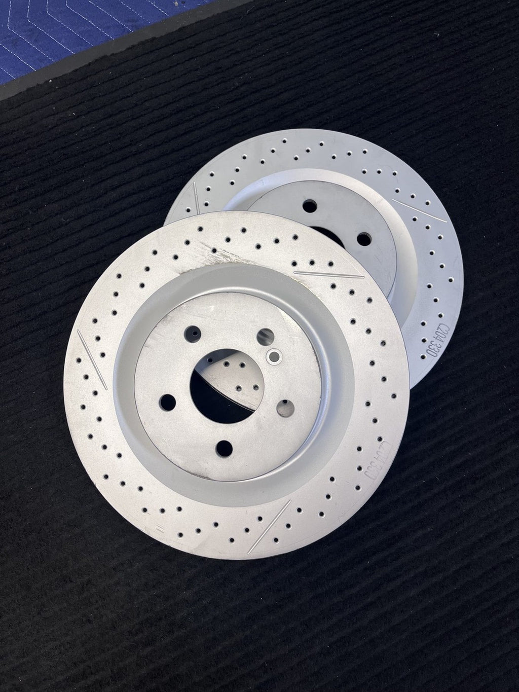 2008-2015 Mercedes-Benz C63 AMG Rear Drilled Slotted Rotors Pair OEM A2044230412 - eBay image 6