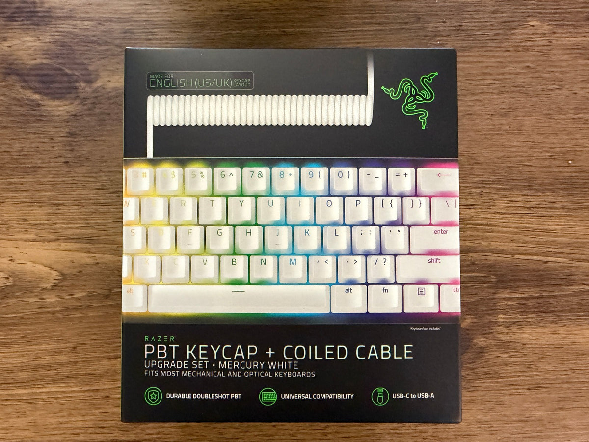 Razer PBT Keycap + Coiled Cable Upgrade Set - White | RC21-01490900-R3M1 - eBay image 1