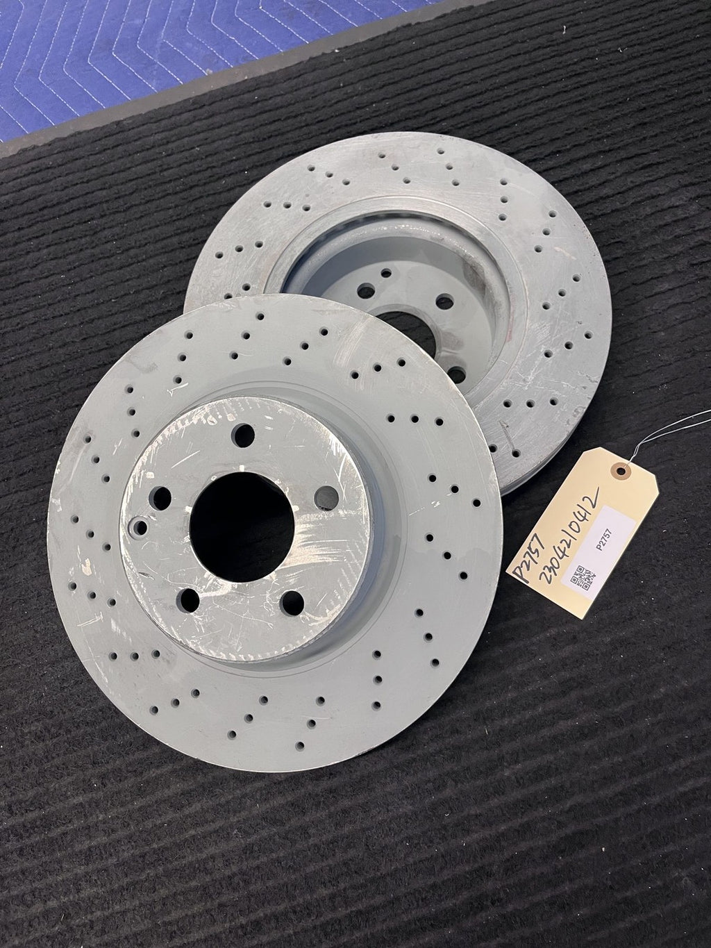2003-2006 Mercedes-Benz SL500 R230 Front Drilled Brake Rotors Pair OEM A2304210412 - eBay image 1