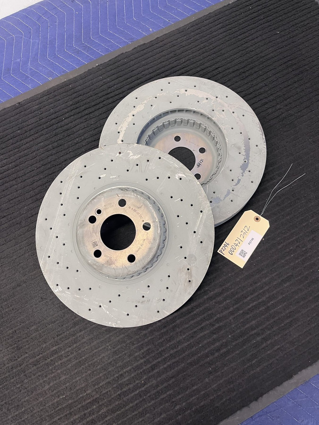 2016-2023 Mercedes-Benz C43 E43 E450 GLC43 Front Drilled Rotors Pair OEM A0004212312 - eBay image 1
