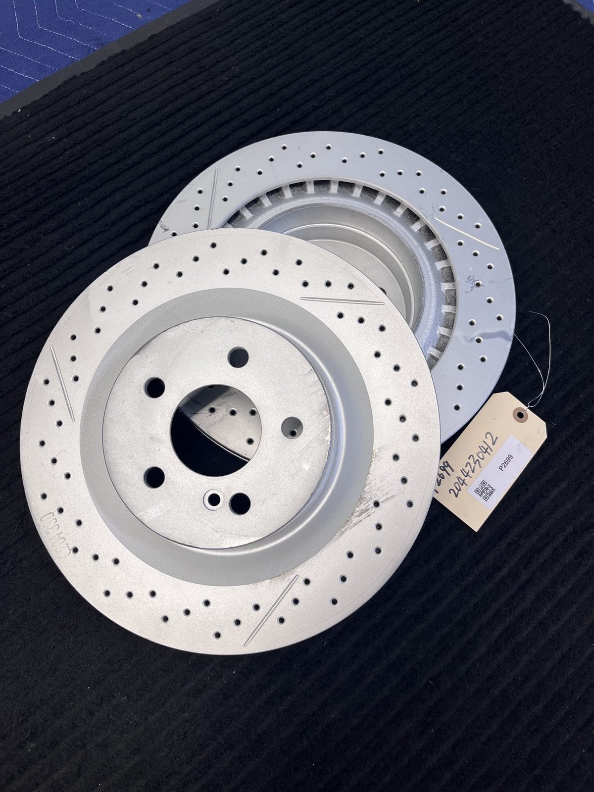 2008-2015 Mercedes-Benz C63 AMG Rear Drilled Slotted Rotors Pair OEM A2044230412 - eBay image 1