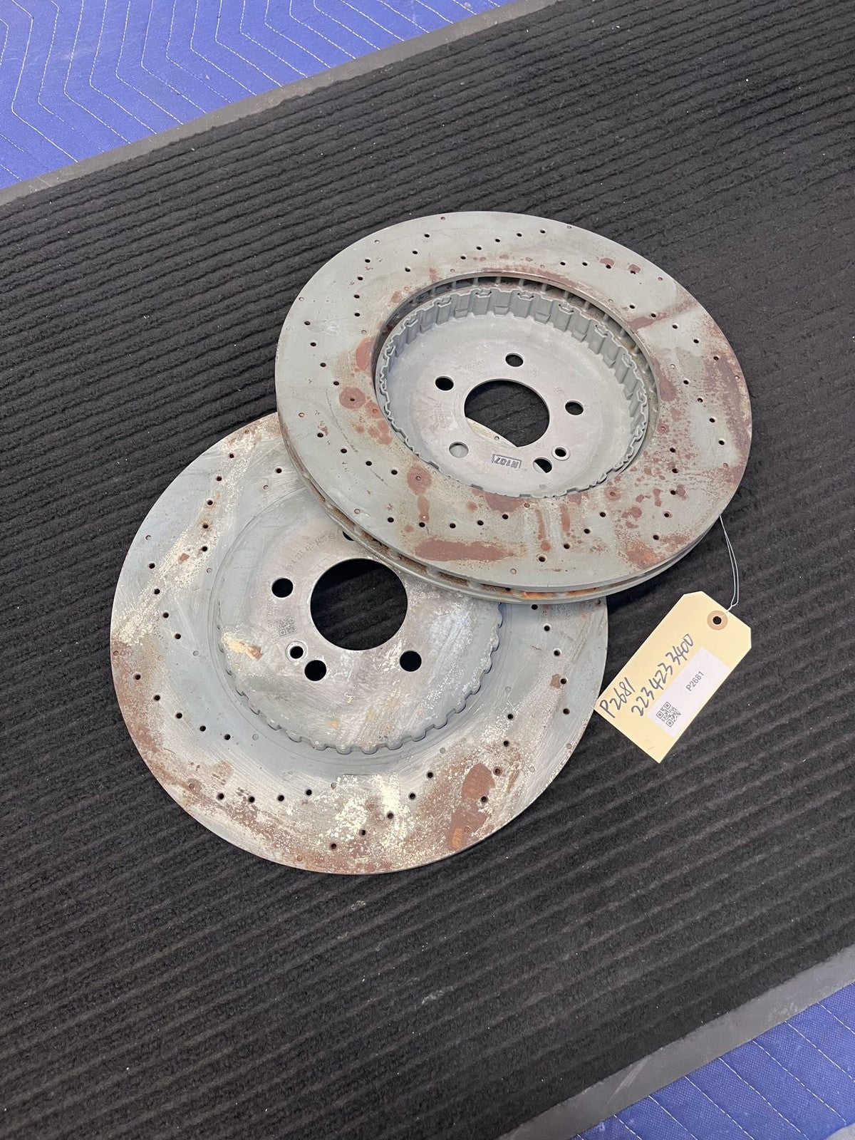 2021-2026 Mercedes-Benz S500 S580 W223 Rear Drilled Brake Rotors Pair OEM A2234233400 - eBay image 1