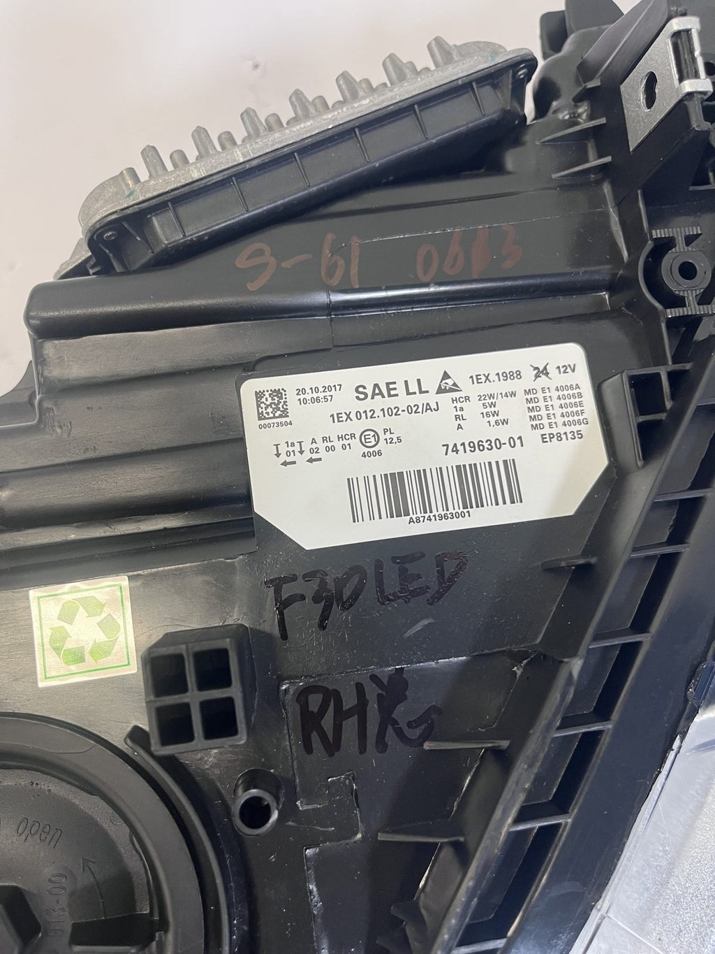 2016-2018 BMW F30 F31 Right LED Headlight Aftermarket Refurbished 63117419630 - SKU P2591 - photo 3