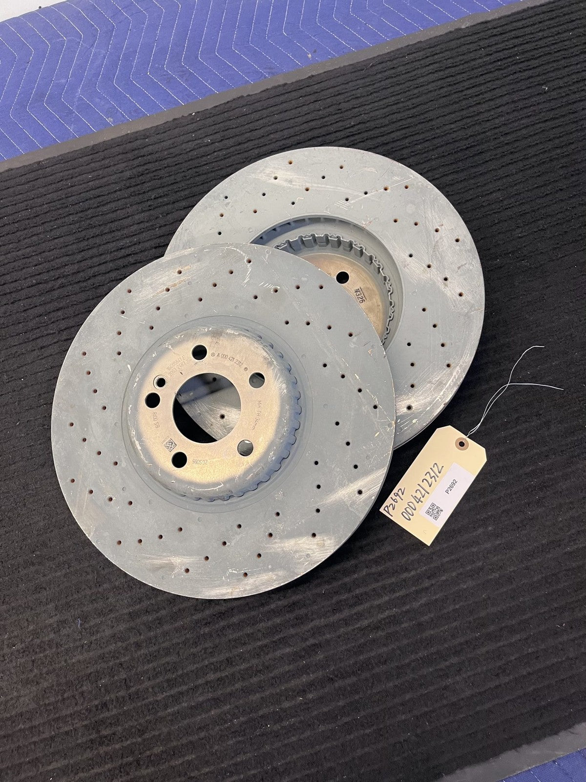 2016-2023 Mercedes-Benz C43 E43 E450 GLC43 Front Drilled Rotors Pair OEM A0004212312 - eBay image 1