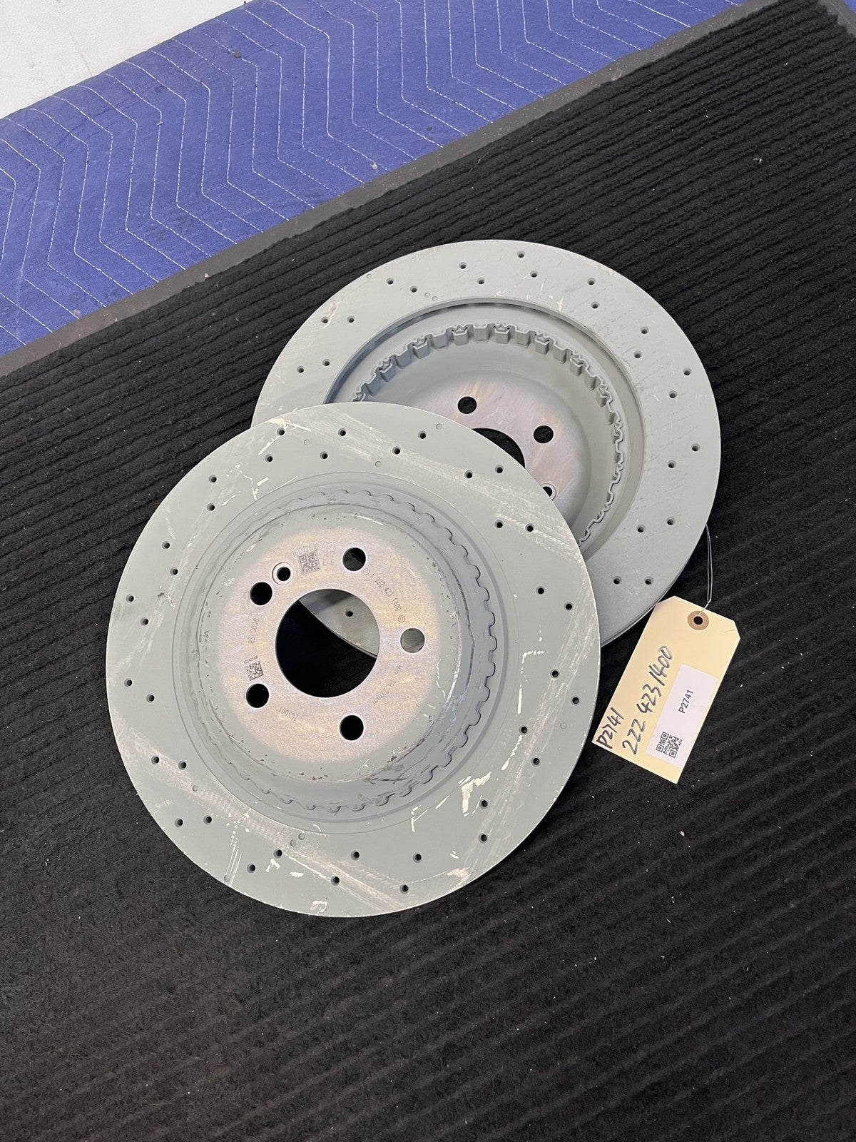 2014-2021 Mercedes-Benz S450 S550 S560 Rear Drilled Brake Rotors Pair OEM A2224231400 - eBay image 1